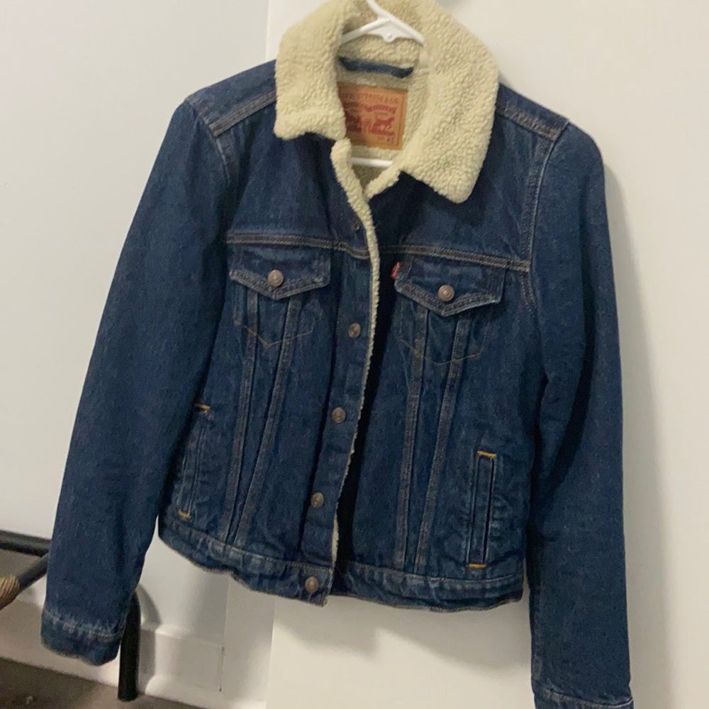 Denim jacket with sherpa lining
